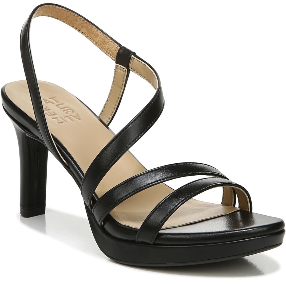 Naturalizer Black Strappy Heels with Slingback